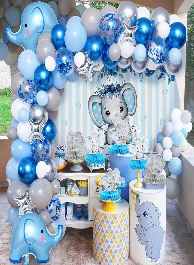 Matwsec 6 Pcs Baby Shower Boy Table Decorations Elephant Baby Shower Decorations Blue Elephants Honeycomb Table Centerpiece Elephant Theme Gender Reveal Kids Boys Birthday Party Decor Supplies - Image 4